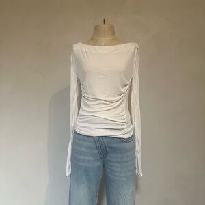 Free People White Long Sleeve Top